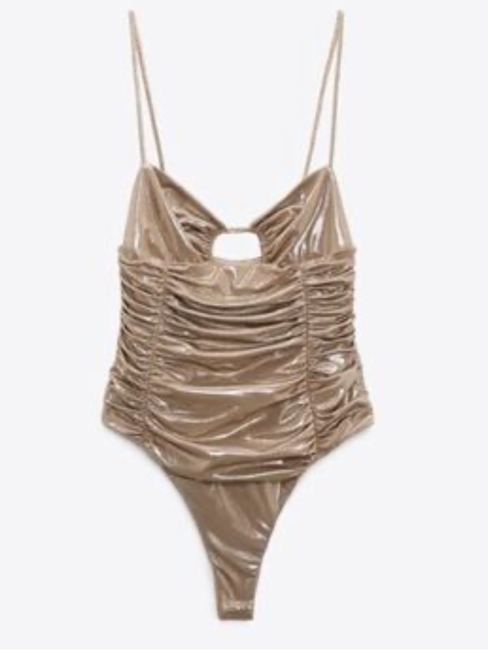 Zara Metallic beige Ruched Bodysuit